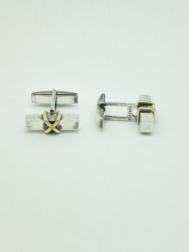 Tiffany & Co. X Cufflinks Sterling 18k Yellow Gold Post