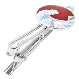 Hokusai Wave Cufflinks & Tie bar set - Red
