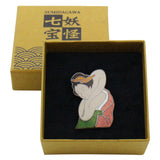 Roku Rokkubi Lapel Pins Yokai in human form who has long neck or whose neck is disconnected from the body said to be originally from China, There are different local folklores, but in Shin Yoshiwara, there is a story of a beautiful courtesan whose neck extended 30 cm as a haiku poet watched her throughout the night.