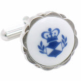 Royal Copenhagen Crown Cufflinks Royal Copenhagen meets Tokyo cufflinks Royal Copenhagen – Purveyor to Her Majesty the Queen of Denmark since 1775. Manufacturer of hand-painted porcelain in dinnerware, figurines, collectibles. These Cufflinks are hand made in Japan from high-quality sturdy rhodium. The cufflinks will come in a beautiful cufflink box.