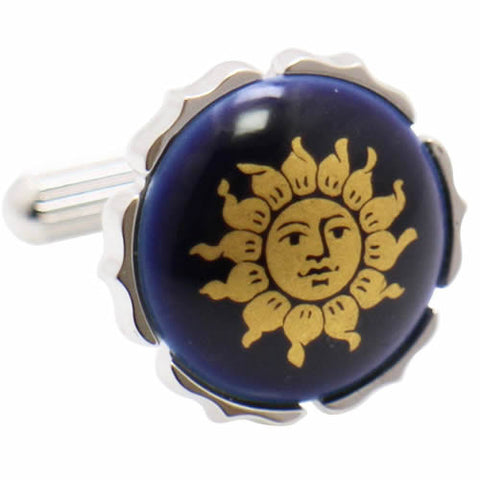 Royal Copenhagen Navy & Gold Sun CufflinksRoyal Copenhagen meets Tokyo cufflinksRoyal Copenhagen – Purveyor to Her Majesty the Queen of Denmark since 1775. Manufacturer of hand-painted porcelain in dinnerware, figurines, collectibles. These Cufflinks are hand made in Japan from high-quality sturdy rhodium. The cufflinks will come in a beautiful cufflink box.