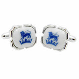 Royal Copenhagen Crown & Lion Cufflinks Royal Copenhagen meets Tokyo cufflinks Royal Copenhagen – Purveyor to Her Majesty the Queen of Denmark since 1775. Manufacturer of hand-painted porcelain in dinnerware, figurines, collectibles. These Cufflinks are hand made in Japan from high-quality sturdy rhodium. The cufflinks will come in a beautiful cufflink box.