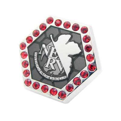 Neon Genesis Evangelion Officially licensed Lapel Pin. Buy Lapel Pins on the website. Size: Approximately 3/4" × 3/4" in. Material: Swarovski / Rhodium plating / Epoxy resin. Color: Silver & Black & Red Crystal. Model: eva008