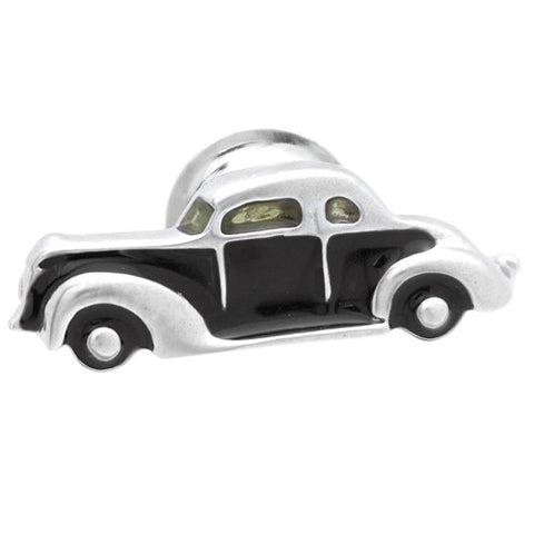 Black Classic Car Lapel Pin. To get this Lapel Pin, place an order on the website. Size: Approximately 3/8" × 13/16" inch. Material: Tin alloy / Western white / Rhodium plating / Epoxy resin Color: Black. Model: P0001.