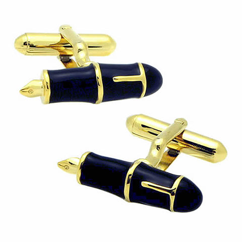 Gold & Black Fountain Pen Cufflinks. Wear your Gold & Black Fountain Pen Cufflinks by Tokyo Cufflinks. They also are perfect gifts for groomsmen, friends, and husbands! These Cufflinks are hand made in Japan from high-quality sturdy rhodium. The cufflinks will come in a beautiful cufflink box.