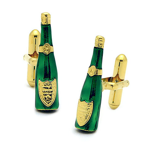 Gold Wine Bottle Cufflinks. Wear your Gold Wine Bottle Cufflinks by Tokyo Cufflinks. They also are perfect gifts for groomsmen, friends, and husbands! These Cufflinks are hand made in Japan from high-quality sturdy rhodium. The cufflinks will come in a beautiful cufflink box.