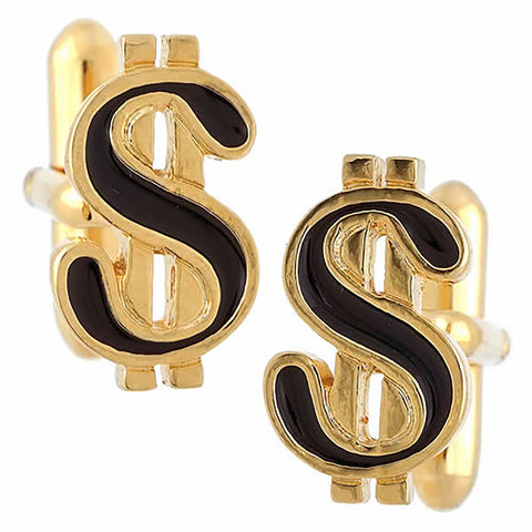 Black Dollar Mark Cufflink. Wear your Black Dollar Mark Cufflink by Tokyo Cufflinks. They also are perfect gifts for groomsmen, friends, and husbands! These Cufflinks are hand made in Japan from high-quality sturdy rhodium. The cufflinks will come in a beautiful cufflink box.