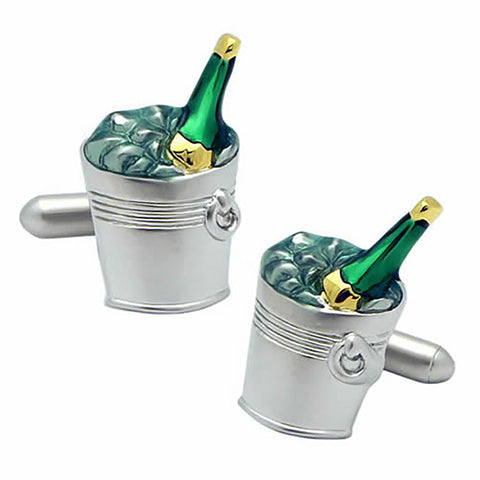 Silver Wine Cooler Cufflinks. Wear your Silver Wine Cooler Cufflinks by Tokyo Cufflinks. They also are perfect gifts for groomsmen, friends, and husbands! These Cufflinks are hand made in Japan from high-quality sturdy rhodium. The cufflinks will come in a beautiful cufflink box.