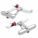 Red Bowling Pin Cufflinks. Wear your Red Bowling Pin Cufflinks by Tokyo Cufflinks. They also are perfect gifts for groomsmen, friends, and husbands! These Cufflinks are hand made in Japan from high-quality sturdy rhodium. The cufflinks will come in a beautiful cufflink box.