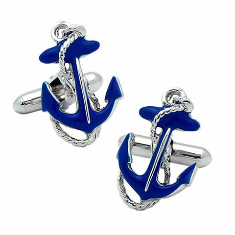 Blue Ikari (anchor) Cufflinks. Wear your Blue Ikari (anchor) Cufflinks by Tokyo Cufflinks. They also are perfect gifts for groomsmen, friends, and husbands! These Cufflinks are hand made in Japan from high-quality sturdy rhodium. The cufflinks will come in a beautiful cufflink box.