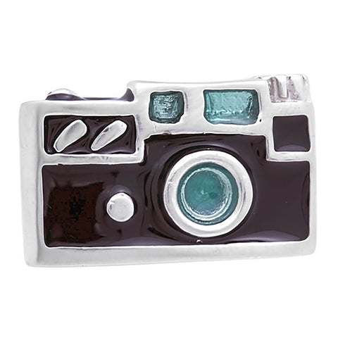 It is a Lapel Pin of a camera designed to fine parts such as a blue lens in a black body. Size: Approximately 3/8" x 3/4" in. Material: Tin alloy / Western white / Rhodium plating / Epoxy resin. Color: Black, Blue, and silver.