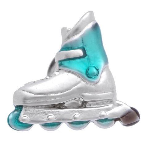It is a cute Roller Blade Skating Lapel Pin. Place an order on the website to get this cute lapel pin delivered in a beautiful box. Size: Approximately 3/4" × 3/4" in. Material: Tin alloy / Western white / Rhodium plating / Epoxy resin. Color: Silver & Blue. Model: P0047
