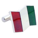 Red Green Flag Sterling Silver Cufflinks