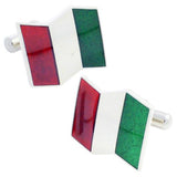 Red Green Flag Sterling Silver Cufflinks