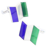 Blue Green Flag Sterling Silver Cufflinks