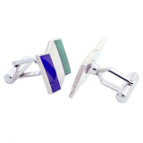 Blue Green Flag Sterling Silver Cufflinks