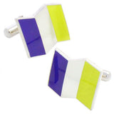 Purple Yellow Flag Sterling Silver Cufflinks