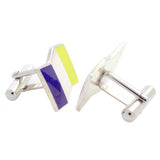 Purple Yellow Flag Sterling Silver Cufflinks