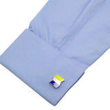 Purple Yellow Flag Sterling Silver Cufflinks