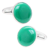 Round Jade Sterling Silver Cufflinks