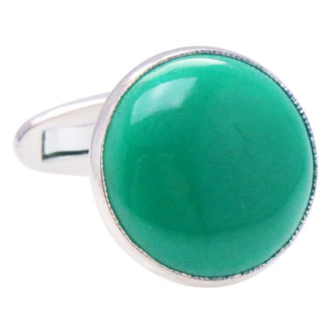 Round Jade Sterling Silver Cufflinks