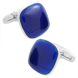 Square round Navy Sterling silver cufflinks