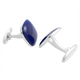 Square round Navy Sterling silver cufflinks