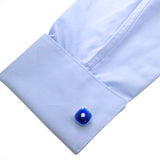 Square round Navy Sterling silver cufflinks