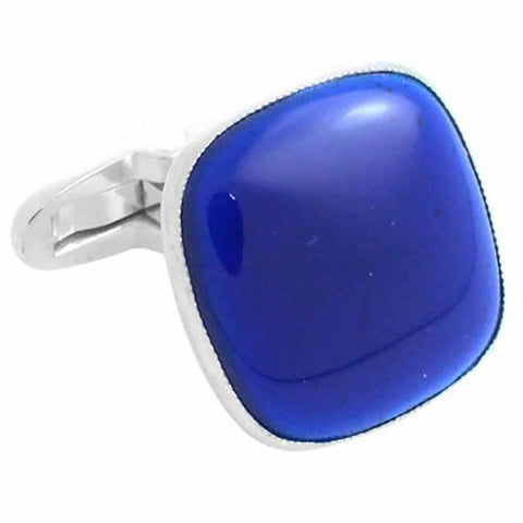 Square round Navy Sterling silver cufflinks