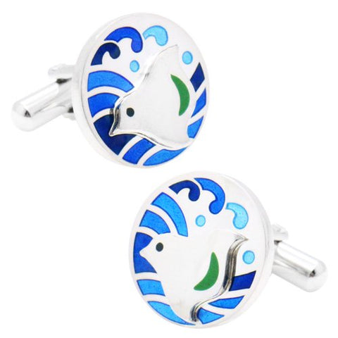 Wave Chidori Sterling Silver Cufflinks
