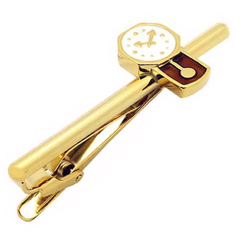 It's a cute Gold Wall Clock Tie Clips. This Tie Clip comes in two different colors and made with Tin Alloy, Brass, Plating Process, Epoxy Resin. This product will be delivered in a very beautiful box. Size: Approximately 2 5/16" X 13/16" inch. Material: Tin alloy / Brass / Plating process / Epoxy resin. Color: Gold & Brown. Model: T0025
