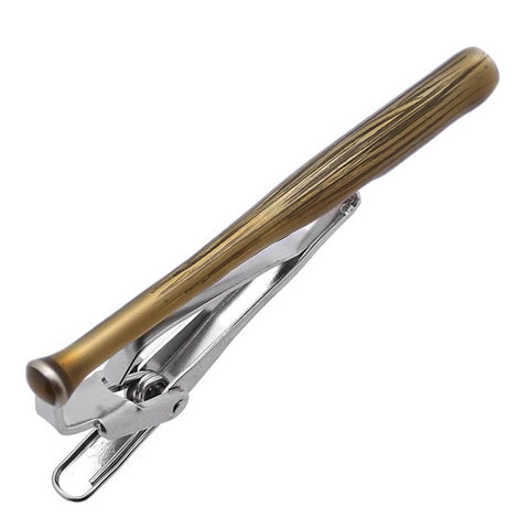 It's a cute Baseball Bat Tie Clips. Buy this cute tie clip on the website and get delivered in a very beautiful box. Size: Approximately 2 5/16" X 1/4" inch. Material: Tin alloy / Brass / Plating process / Epoxy resin. Color: Silver & Brown Green. Model: T0037. Buy this Tie Clip Online and get Free Shipping anywhere in the USA.