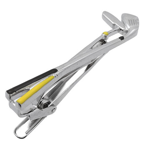 It's a cute Yellow Golf Club Tie Clips. Buy this cute tie clip on the website and get delivered in a beautiful box. Size: Approximately 2 1/16" X 9/16" inch. Material: Tin alloy / Brass / Plating process / Epoxy resin. Color: Silver, Yellow & Black. Model: T0040. Buy this tie clip on the website now and get free shipping anywhere in the USA.