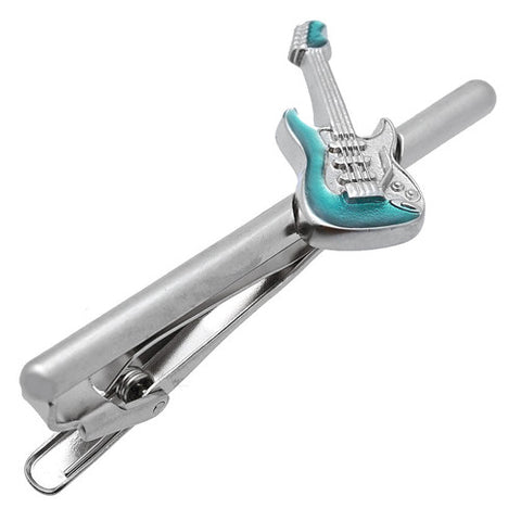 It's a cute Blue Electric Guitar Tie Clips. This Tie Clip made with a few exclusive materials and it comes in 2 colors. Size: Approximately 2 5/16" X 1" inch. Material: Brass / Rhodium Plating / Epoxy Resin. Color: Silver & Blue. Model: T0077. Easy to place an order on the website and get your Tie Clip with free shipping.