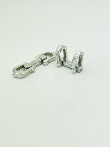 Authentic Cartier Cufflinks 925 Sterling Silver Elongated C Strap