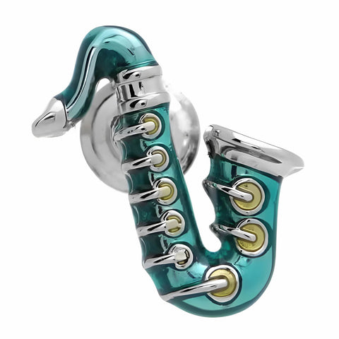 Blue Saxphone Lapel Pin