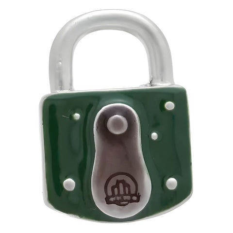 Green Padlock Key Lapel Pin