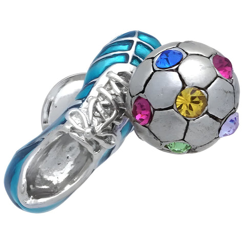 Blue Soccer Shoes & Ball Lapel Pin