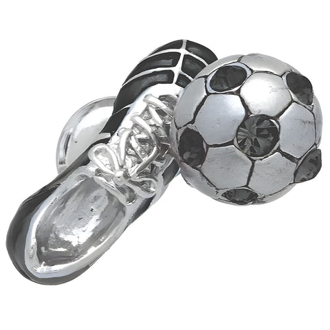 Black Soccer Shoes & Ball Lapel Pin