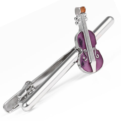 Purple Violin Tie Clip