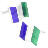 Blue Green Flag Sterling Silver Cufflinks