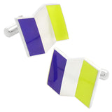 Purple Yellow Flag Sterling Silver Cufflinks