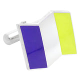 Purple Yellow Flag Sterling Silver Cufflinks