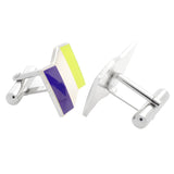 Purple Yellow Flag Sterling Silver Cufflinks
