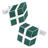 Green Box Cloisonné Sterling Silver Cufflinks