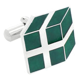 Green Box Cloisonné Sterling Silver Cufflinks