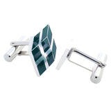 Green Box Cloisonné Sterling Silver Cufflinks