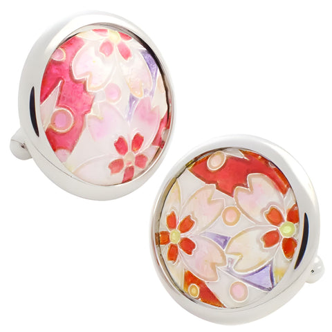 Sakura Pink Sterling Silver Cufflinks