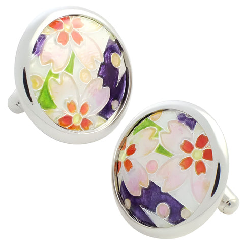 Sakura Purple Sterling Silver Cufflinks