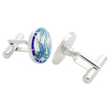Blue Bamboo Sterling Silver Cufflinks